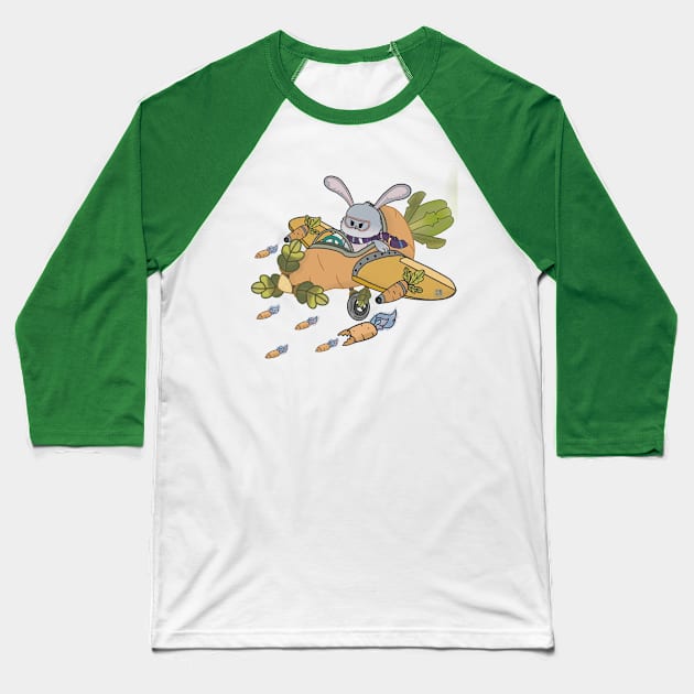 Captain Fluffy Bunny Baseball T-Shirt by KooKooPerd